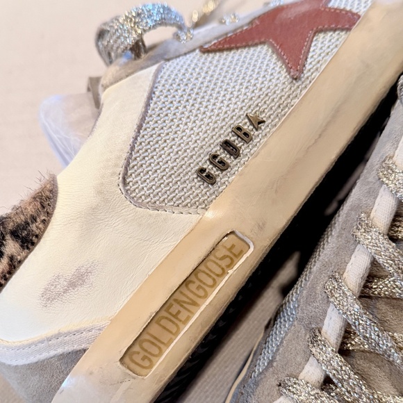 GOLDEN GOOSE | Super-Star with Leopard Print Calf Hair Heel + Burnt Orange Star - Picture 10 of 14